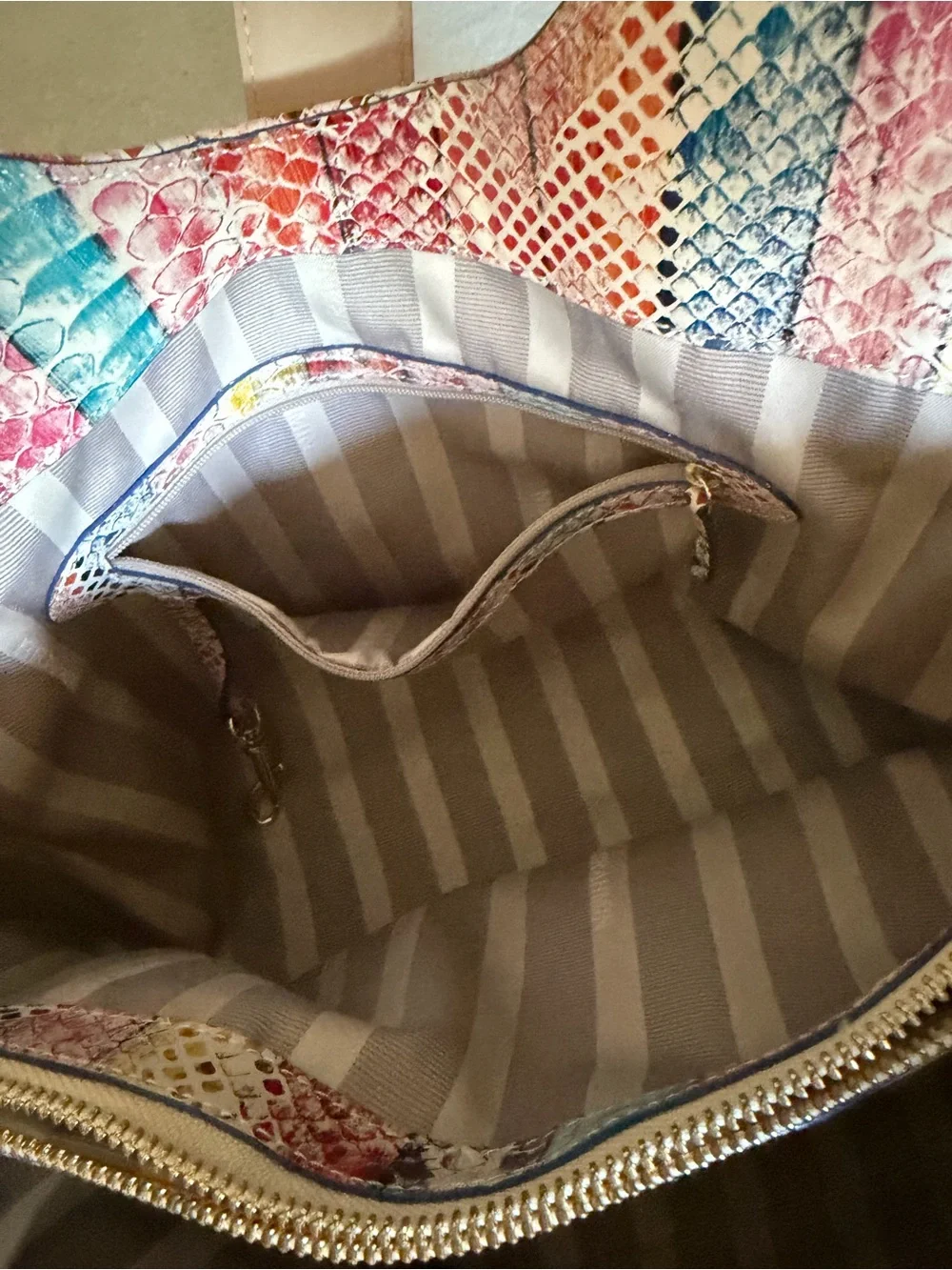 Just Reduced!  Brahmin Elise Coronado Multicolor Snake-Print Bag Price is Firm - Picture 8 of 10